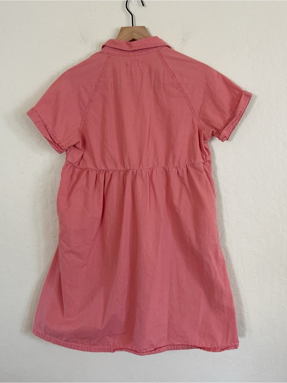 Pact 100% Organic Cotton Chambray Denim Short Sleeve Shirt Dress Small Sand Pink - Picture 7 of 9